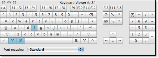 keyboard command option f