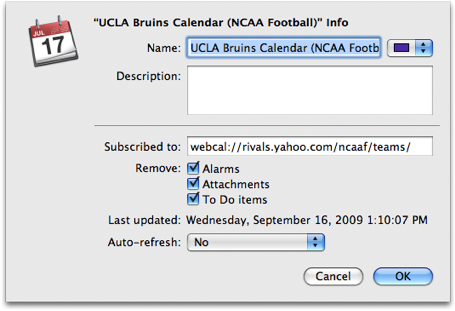 iCal subscribed calendar settings 2