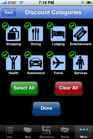 iPhone app AAA discounts categories