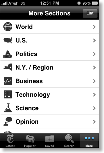 iPhone New York Times category