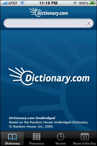 Dictionary.com main screen