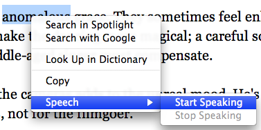 Safari Contextual Menu with speech