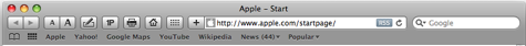 safari's customized toolbar